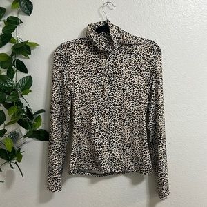 Leopard print turtle neck long sleeve top — size L